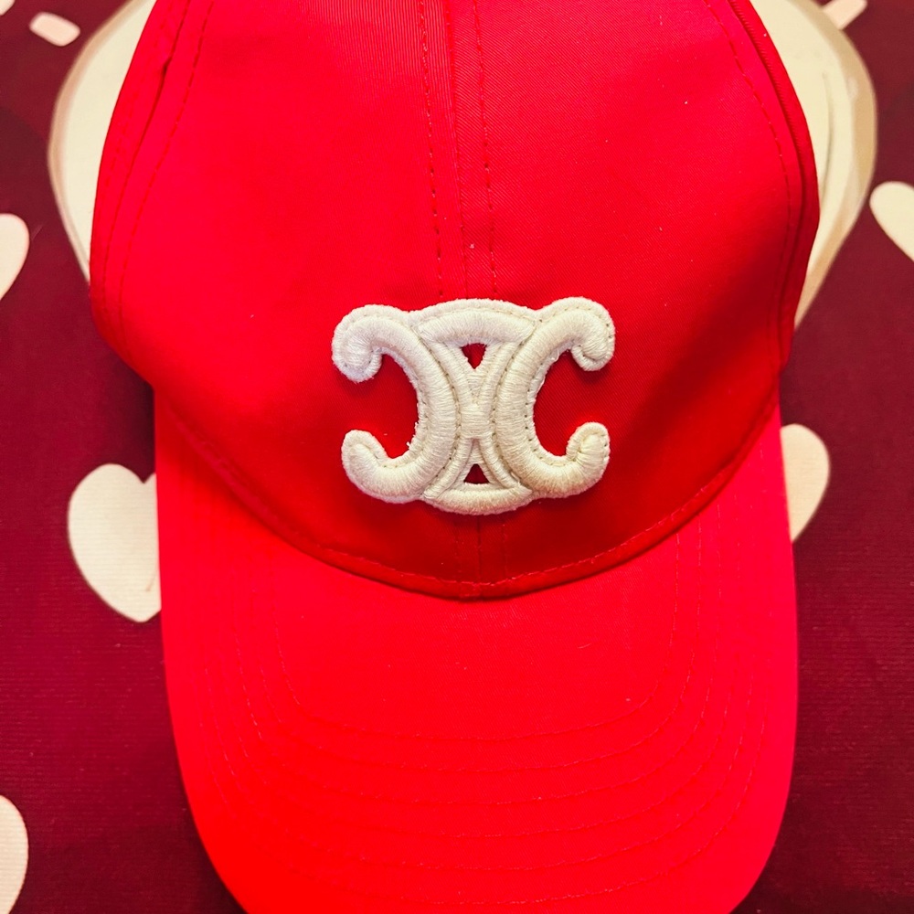 Celine Red Cap with White Logo - Picture 2 of 6